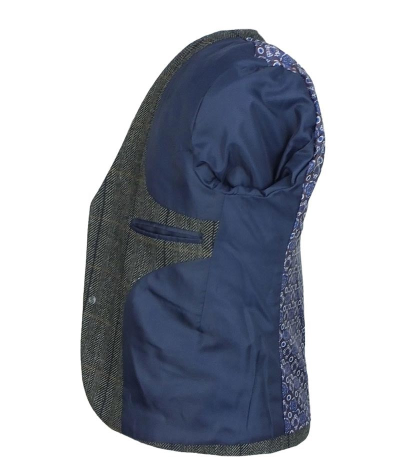 Jungen Wollmischung Fischgrät Karo Anzug - ALBERT - Grau