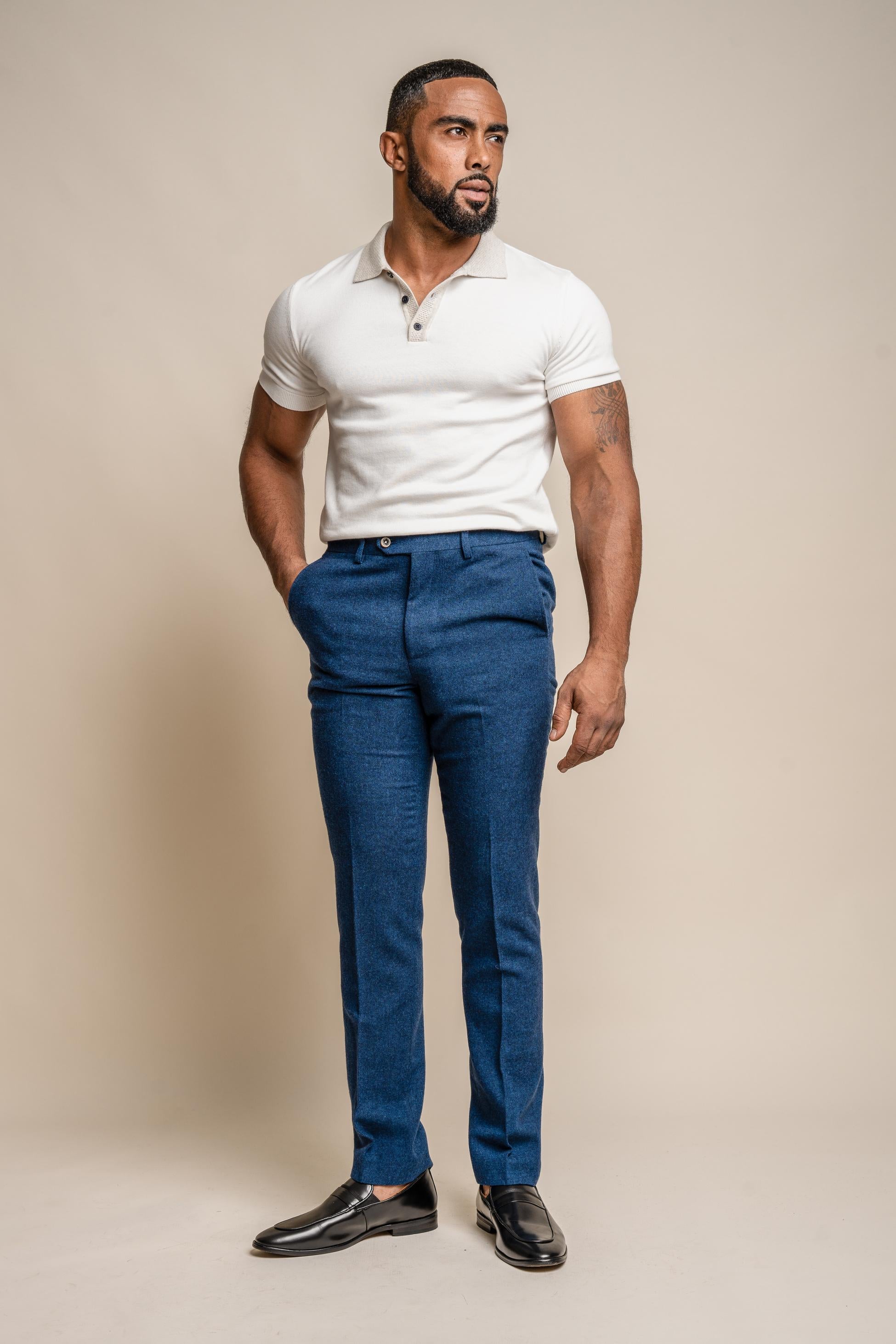 Blauer Herrenanzug aus Tweedwolle im Slim Fit - ORSON - Blau