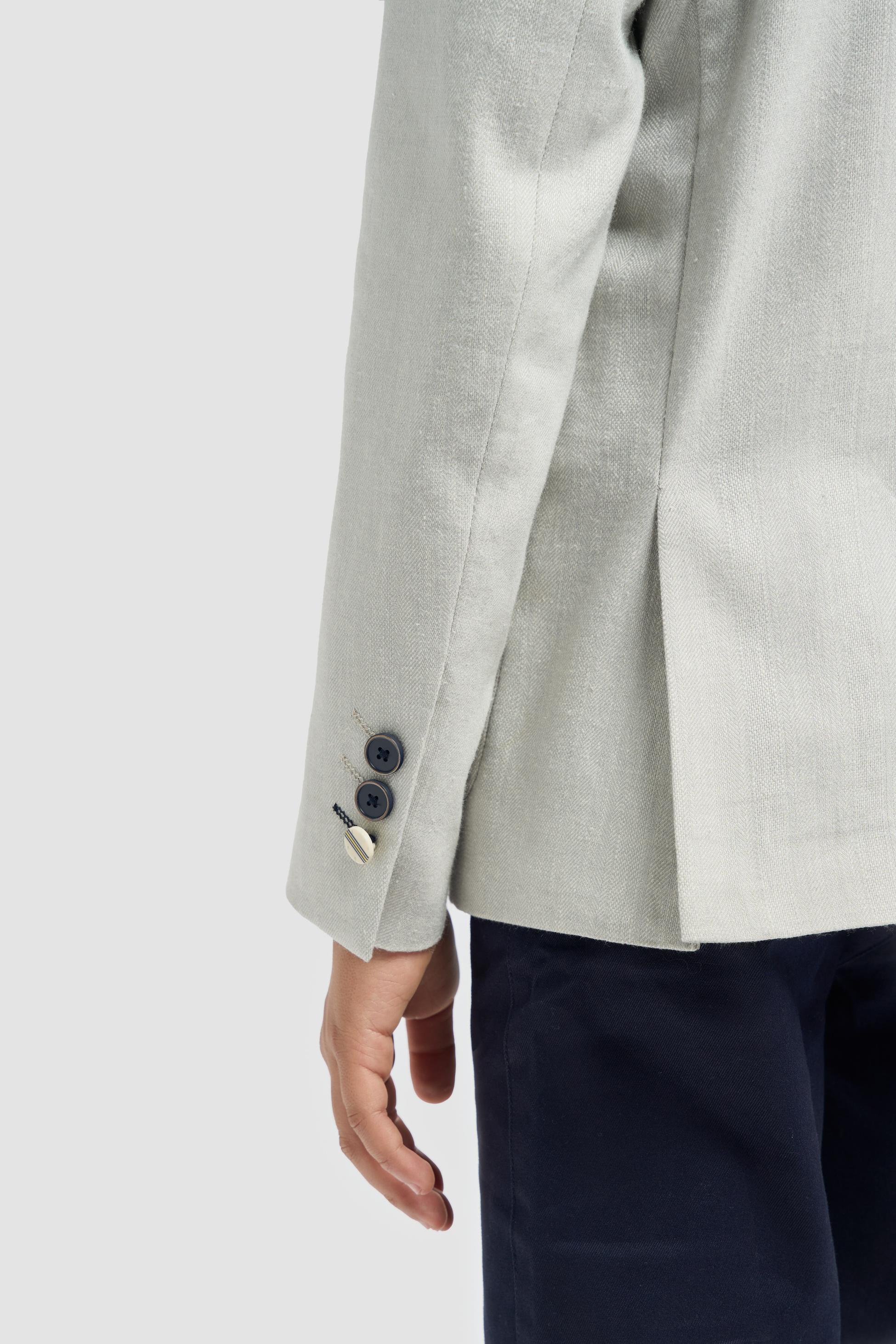 Jungen Patch Pocket Leinen Fischgräten Blazer - Luigi - Schiefergrau