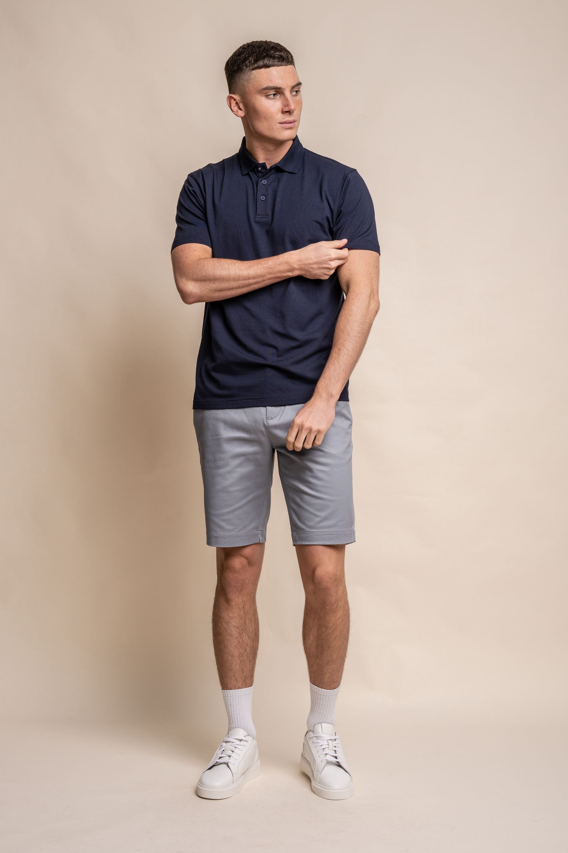Men's Slim Fit Cotton Short Sleeve Polo Shirt - Kelsey - Navy Blue