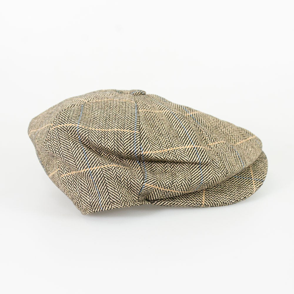 Casquette plate de garçon boulanger en tweed à carreaux - Albert - Marron