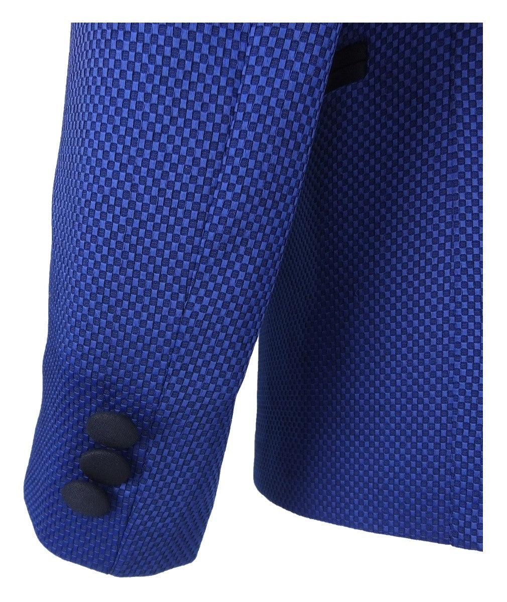 Costume à Motifs Birdseye avec Passepoil pour Garçons - BENIGNO - Bleu - Bleu Marine