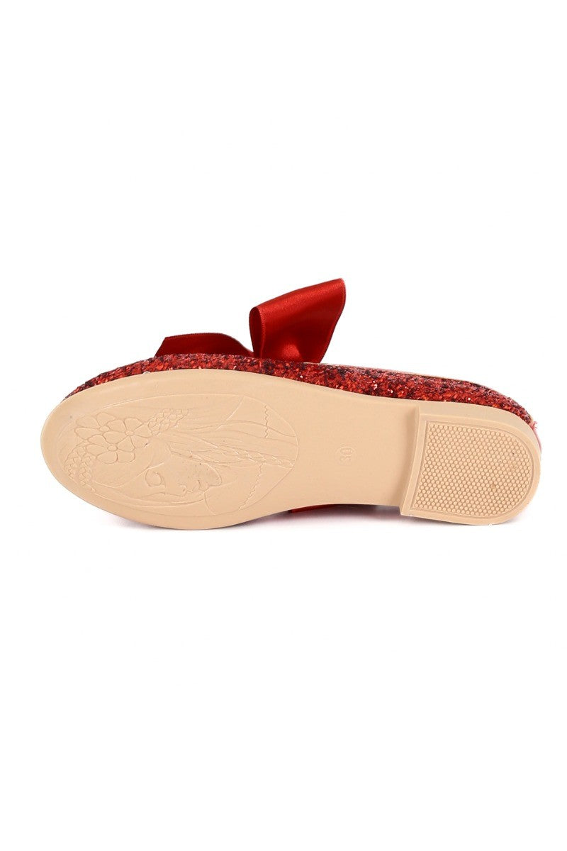 Escarpins Plats à Paillettes pour Filles - LOLA - Rouge
