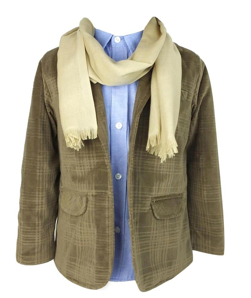 Jungen Wildlederartiger Kamelbrauner Blazer - Kombiniertes Set - Kamelbraun