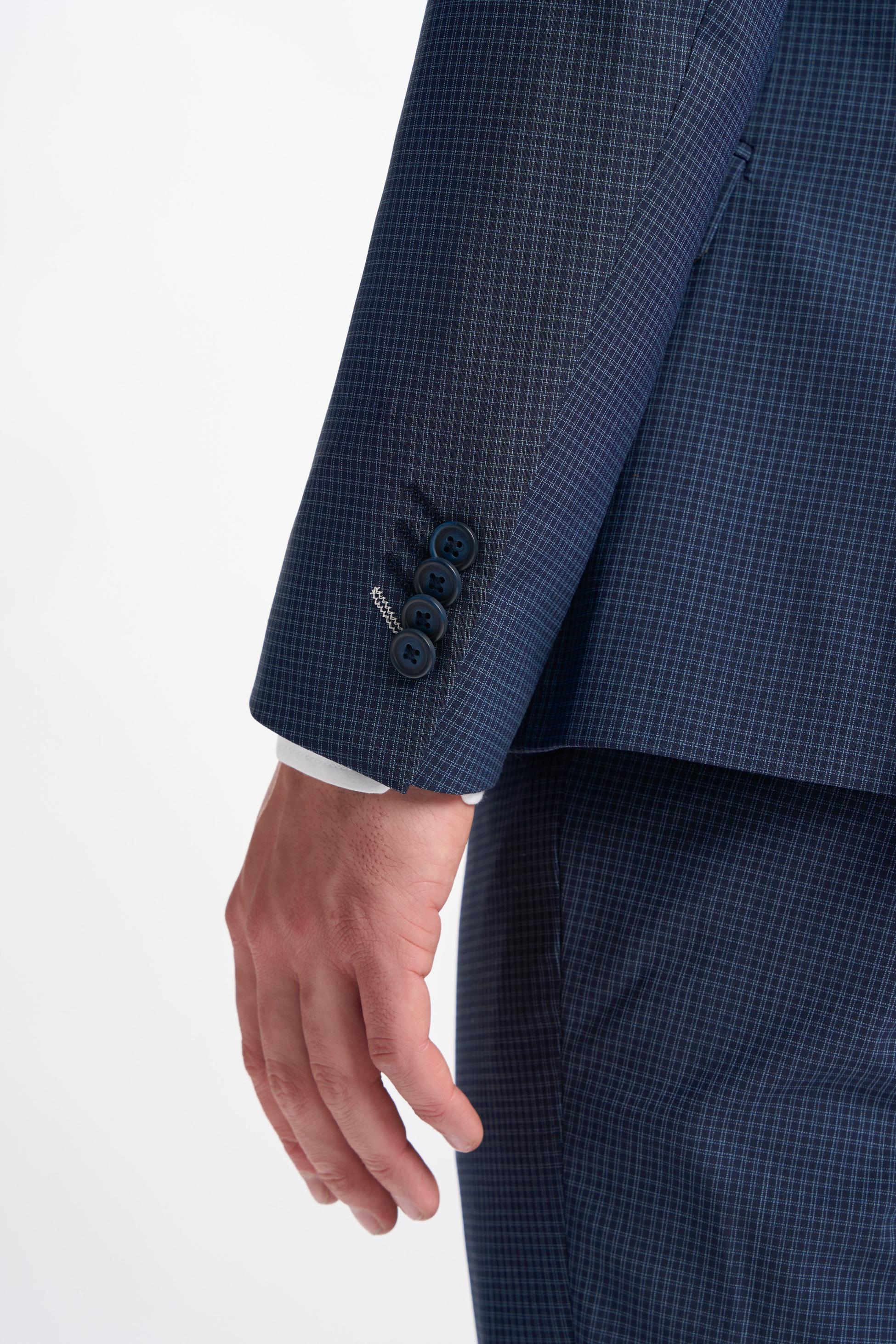 Men’s Double-breasted Check Navy Suit – BOND D/B - Navy Check