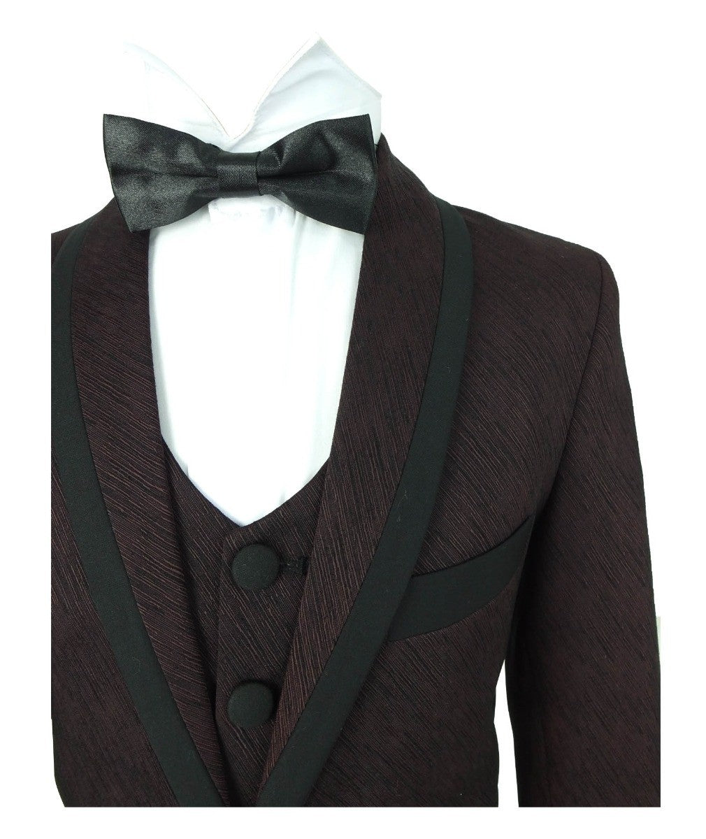 Costume Texturé à Passepoil pour Garçons - MATTEO - Bordeaux