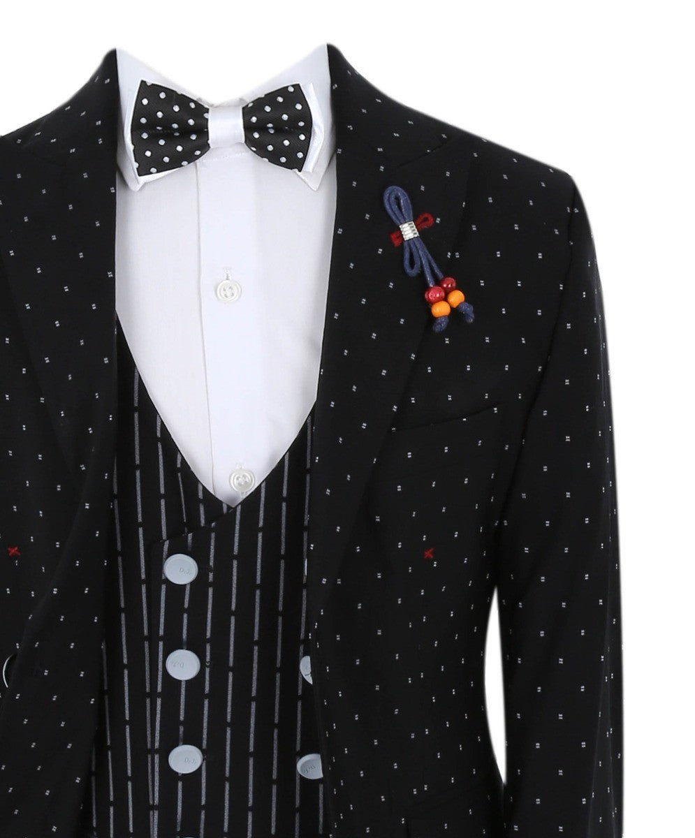 Costume à Pois Slim Fit Noir pour Garçons - Avagadro - Noir