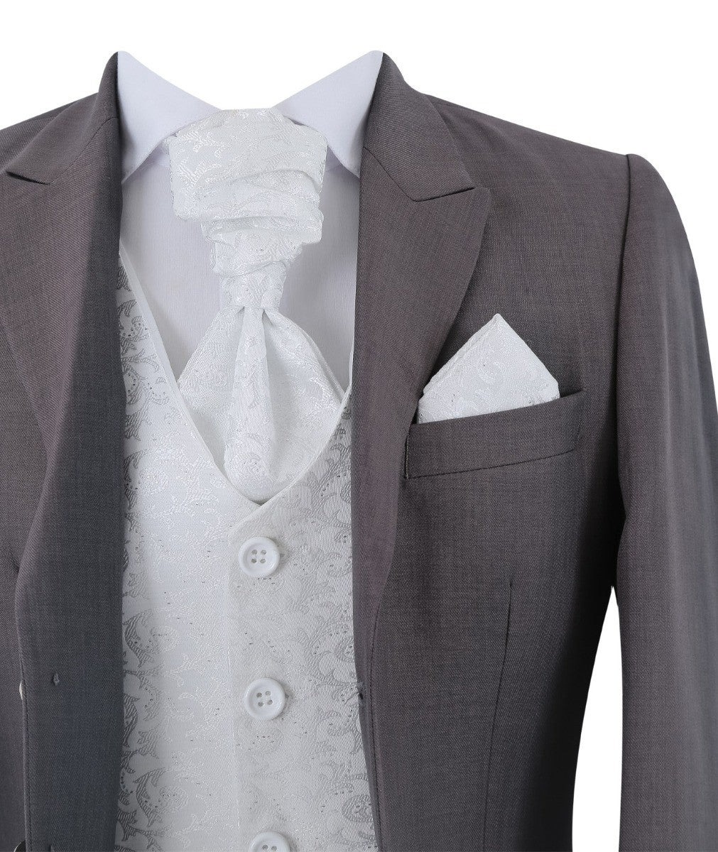 Costume de Queue Complet pour Garçons - Gris Charbon - Ivoire