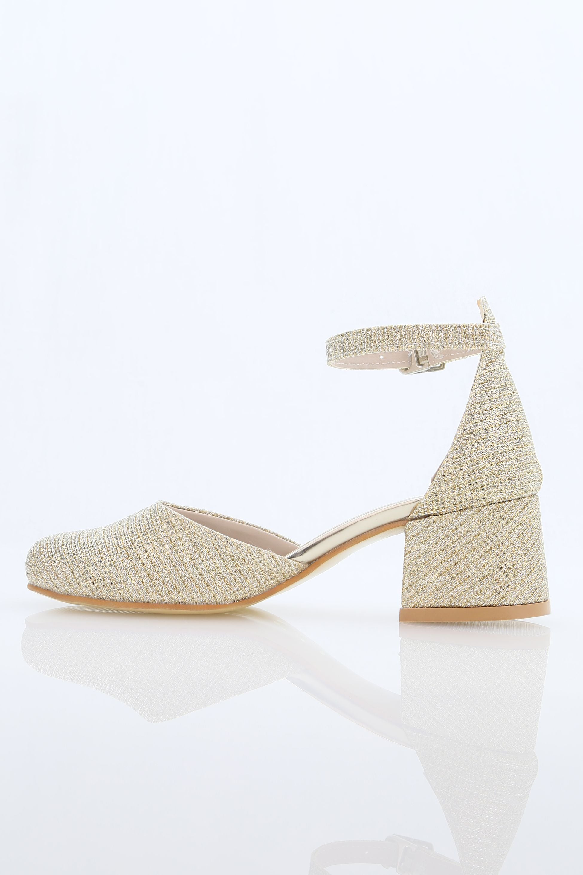 Chaussures à talons blocs blanches à bride pour filles - ELISE - Or