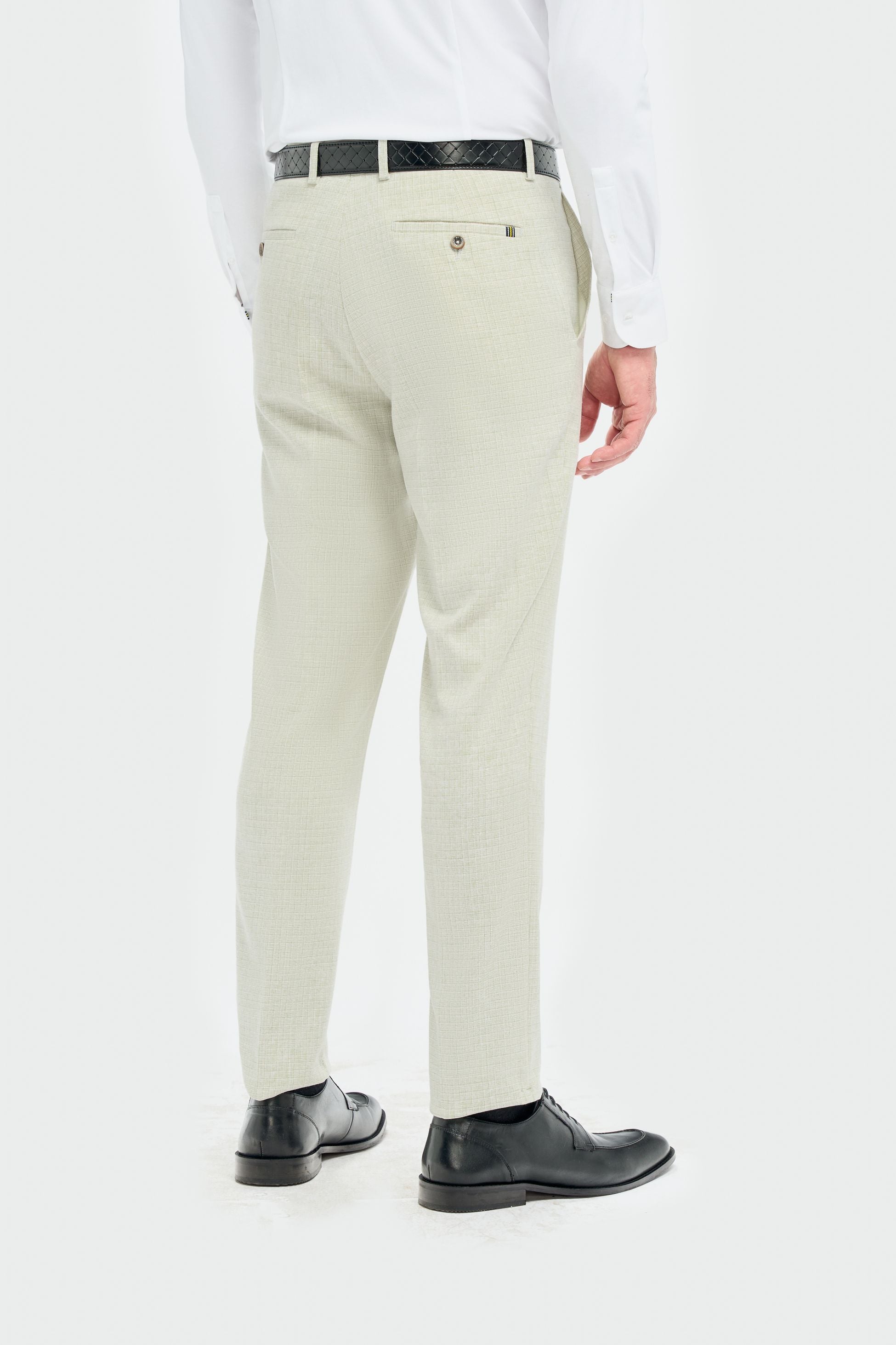 Herren 3-teiliger Slim Fit Texturierter formeller Anzug - Tropez Salbeigrün - Salbeigrün