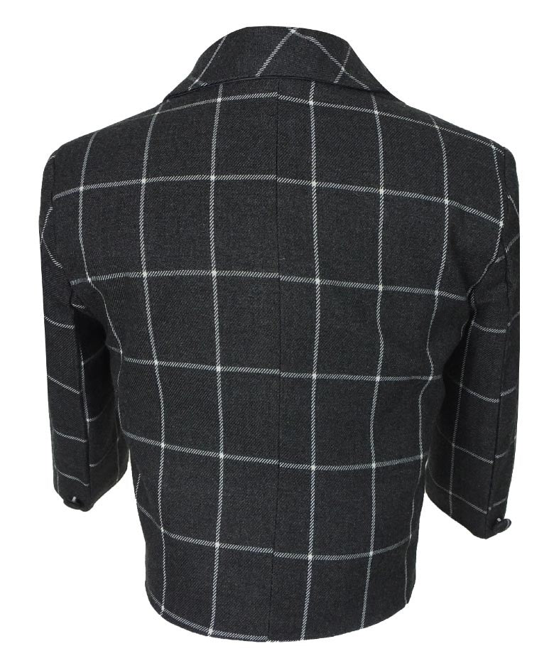 Ensemble Costume à Carreaux Vintage pour Garçons - Gris Charbon