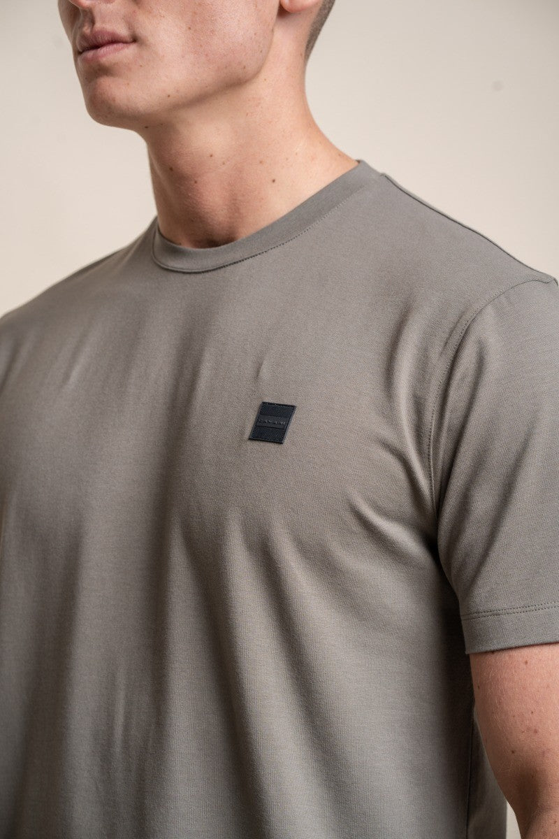 T-shirt en coton à col rond pour hommes - BOGART - Vert Sauge