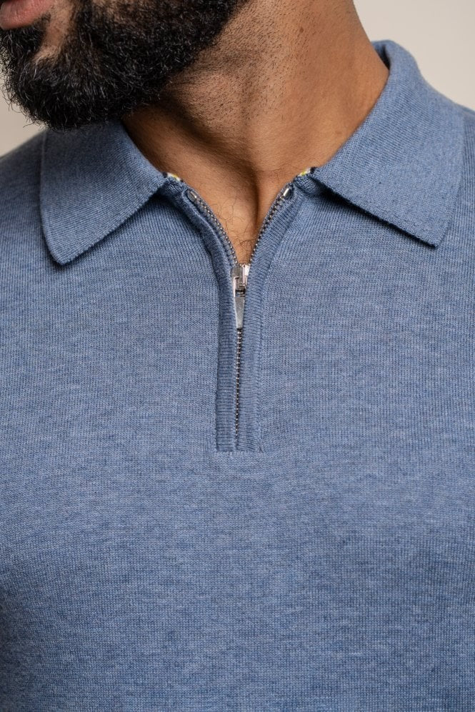 Herren Kurzarm Baumwoll Polohemd - Dino - Air Force Blau