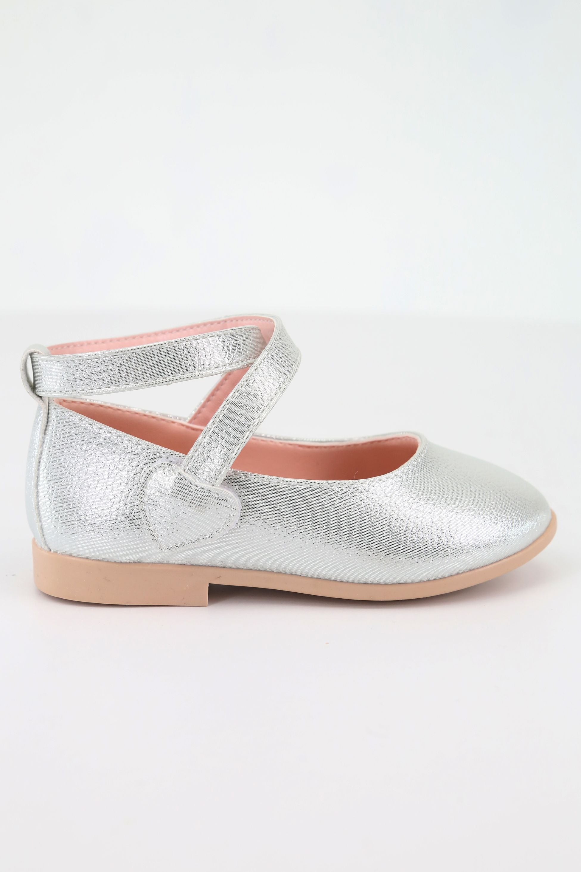 Chaussures Mary Jane Plates Brillantes avec Bride Croisée pour Filles - Argent
