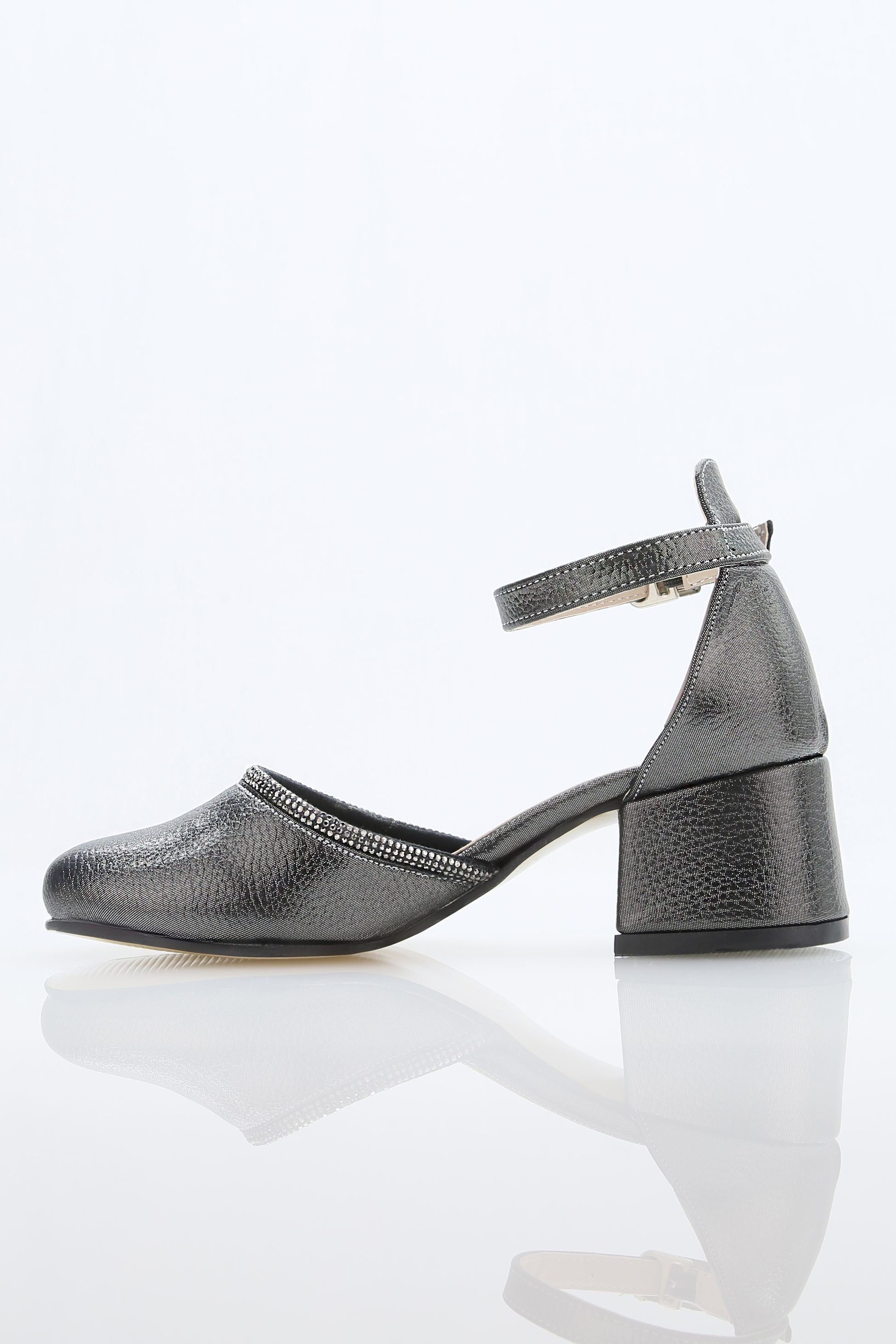 Chaussures à talons blocs texturées avec bride pour filles – JEWEL - Platine