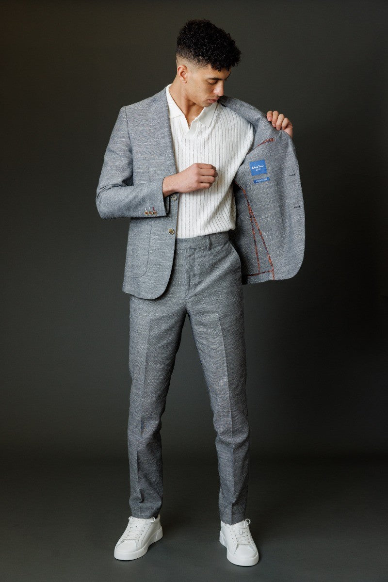 Herren Rowan Grauer 2-teiliger Anzug Textur Baumwollset - Grau