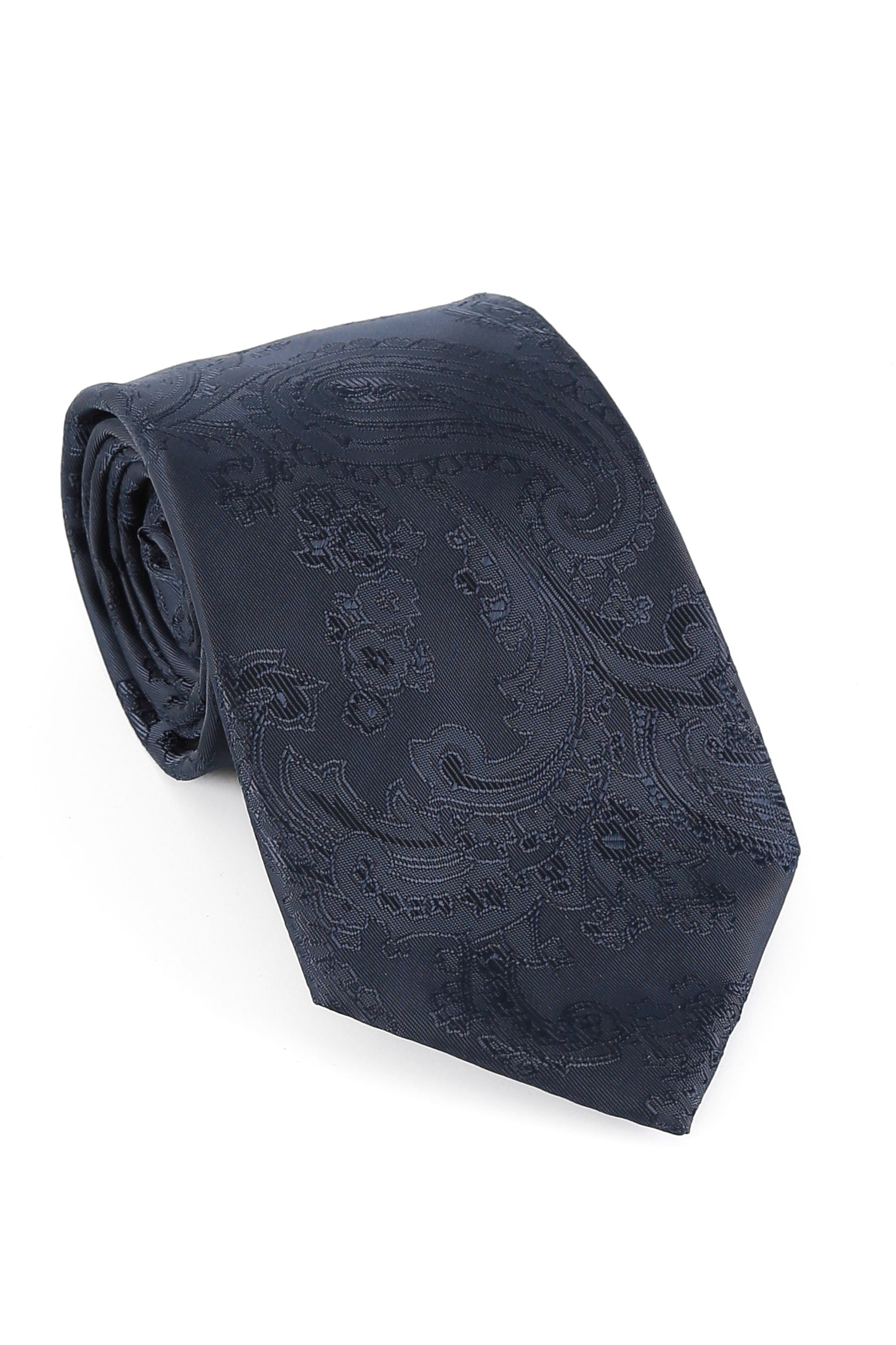Ensemble cravate et boutons de manchette paisley pour hommes - Bleu marine