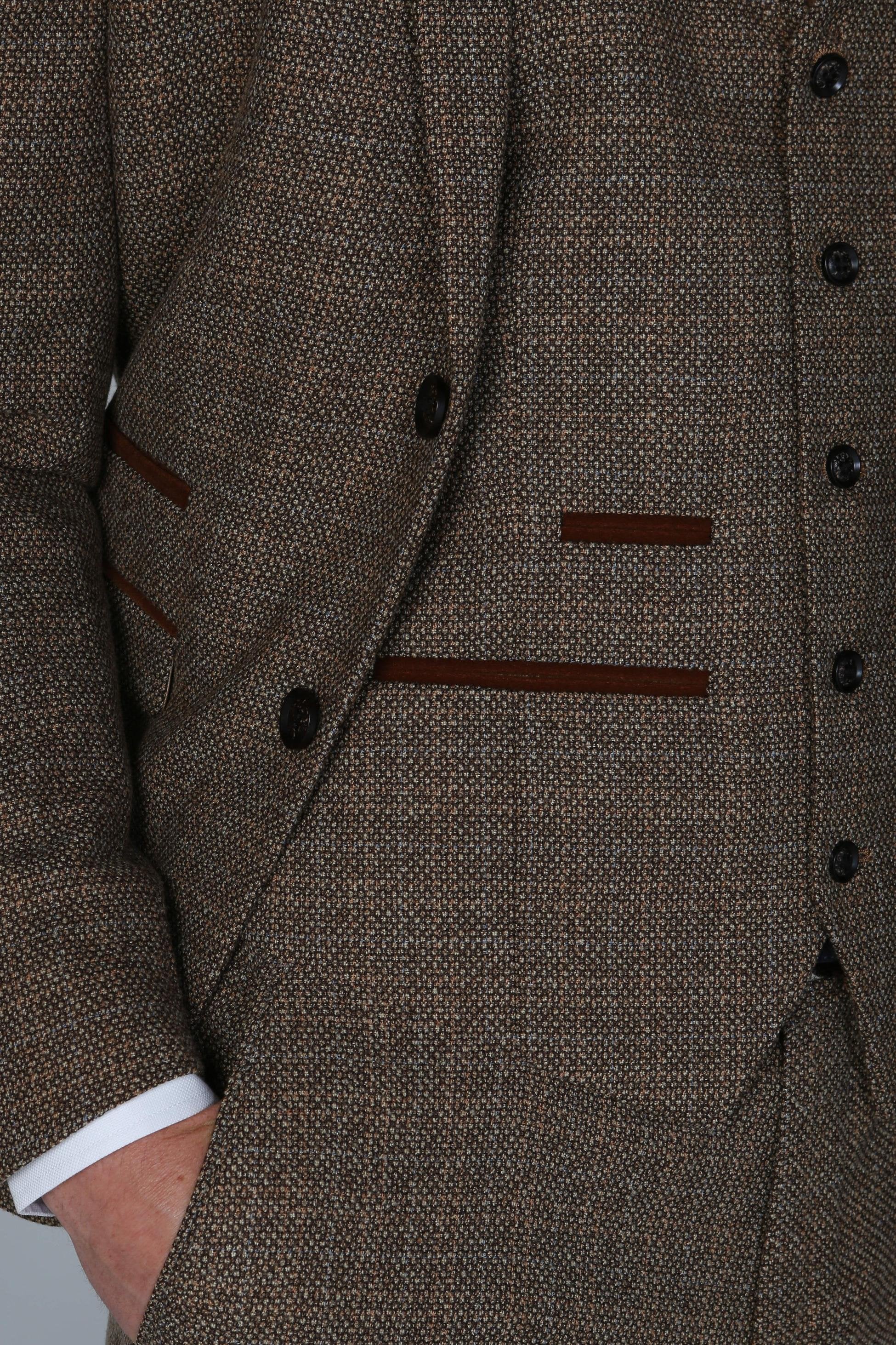 Herren Tweed-ähnliche Maßgeschneiderte Anzugjacke - Ralph - Braun
