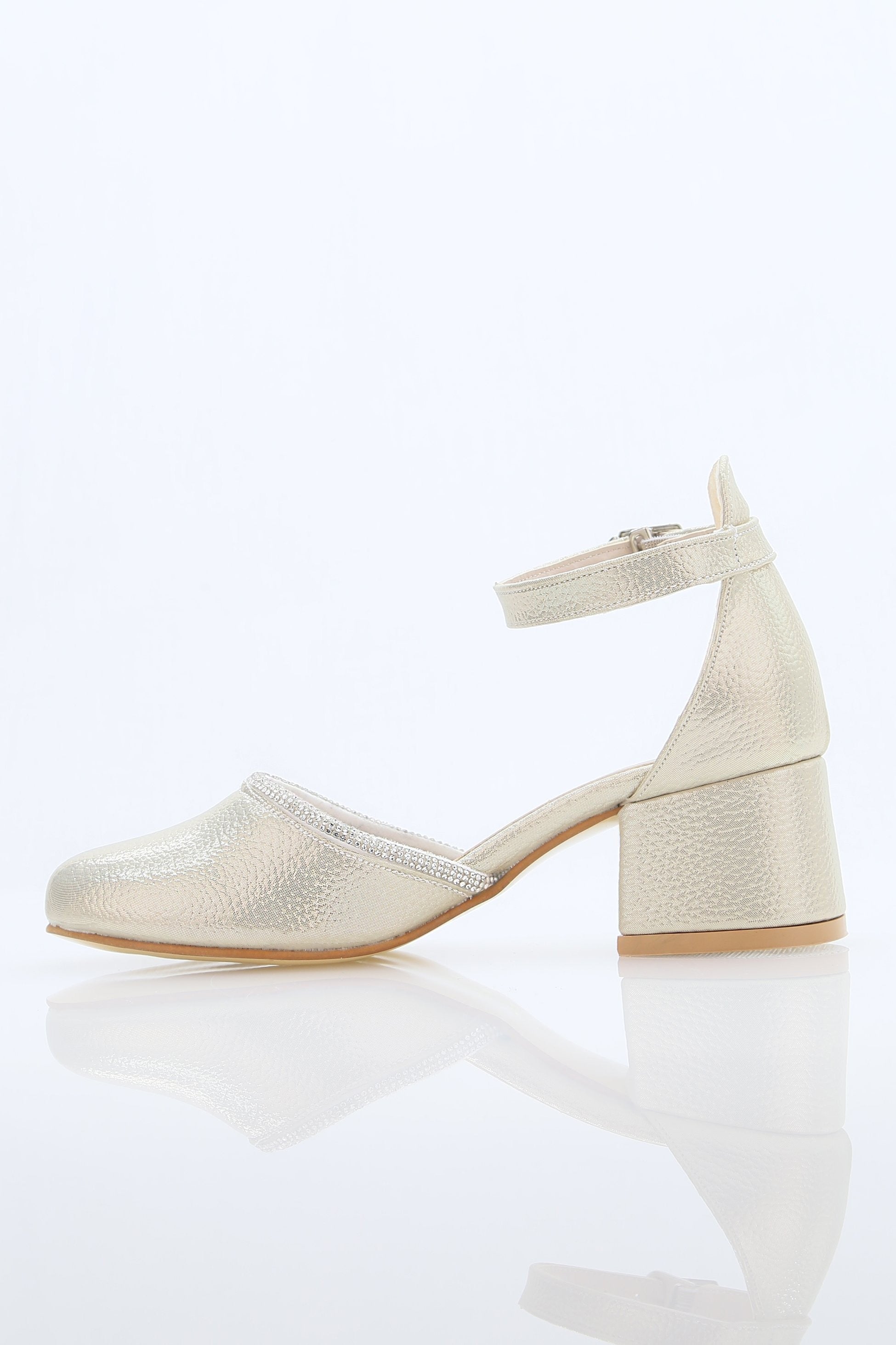 Chaussures à talons blocs texturées avec bride pour filles – JEWEL - Or
