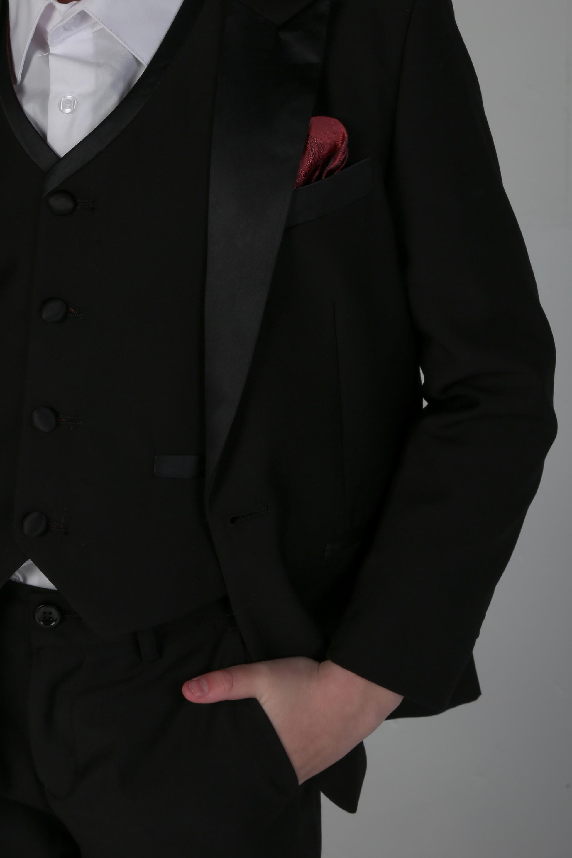 Costume de Smoking à Revers Peak pour Garçons - HARRY Noir - Noir