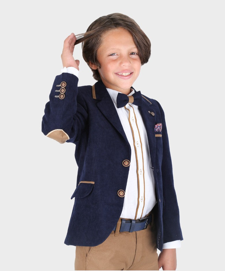 Jungen Schlank geschnittener 6-teiliger Anzug - Sebastian - Navyblau