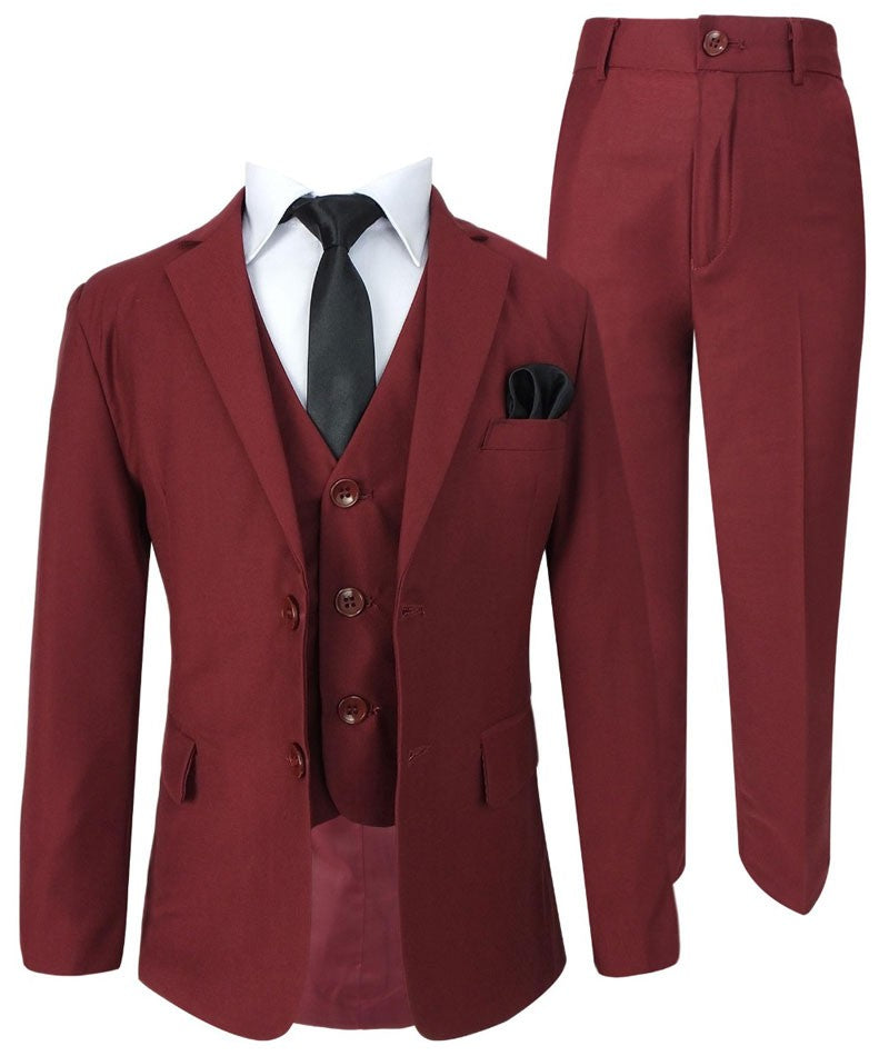 Jungen Regular Fit Kompletter Anzug - Weinrot