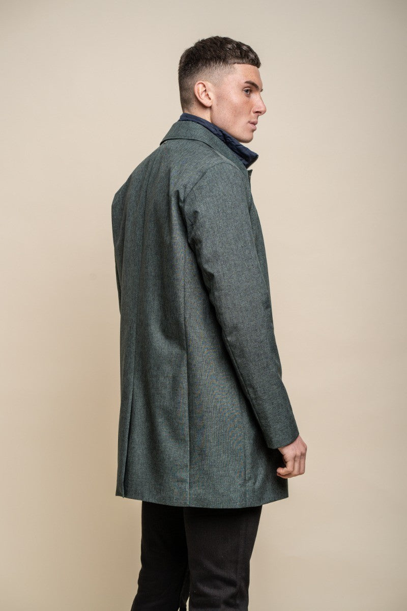 Manteau Midi Geke avec Fermeture Éclair Amovible pour Homme - BRANDO - Vert Olive