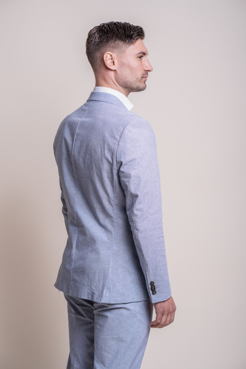 Veste en tissu texturé ajusté pour hommes - FREDRIK Blue - Bleu