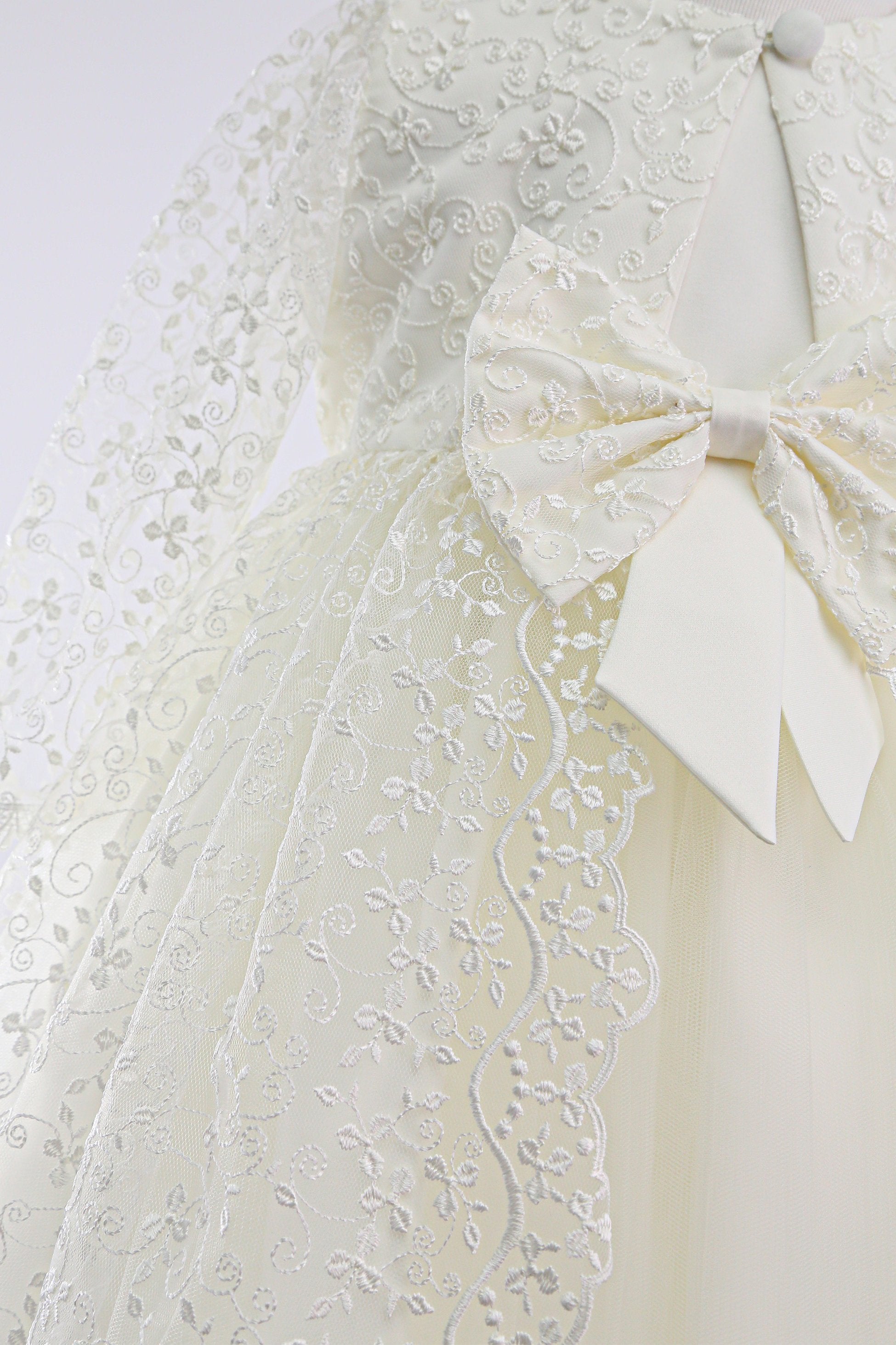 Baby Mädchen Kleid mit Spitzen Overlay Jacke - B1201 - Elfenbein