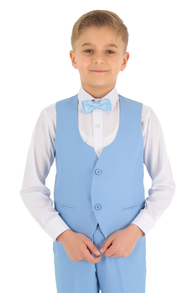 Jungen Slim Fit Fischgrät 8-teiliges Anzug-Set - KING - Himmelblau