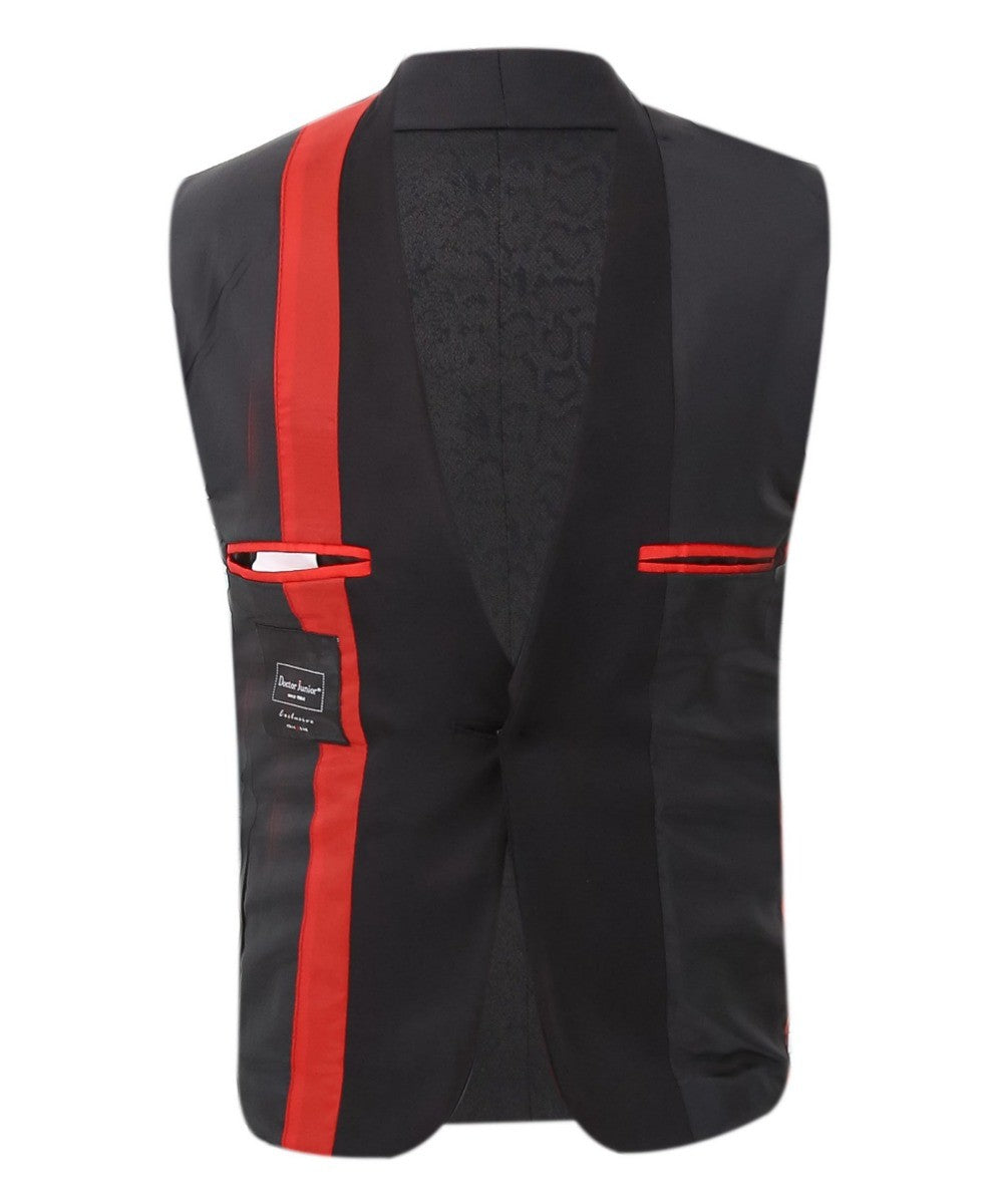 Boys Jacquard Patterned Tuxedo Suit - ASHLEY - Black
