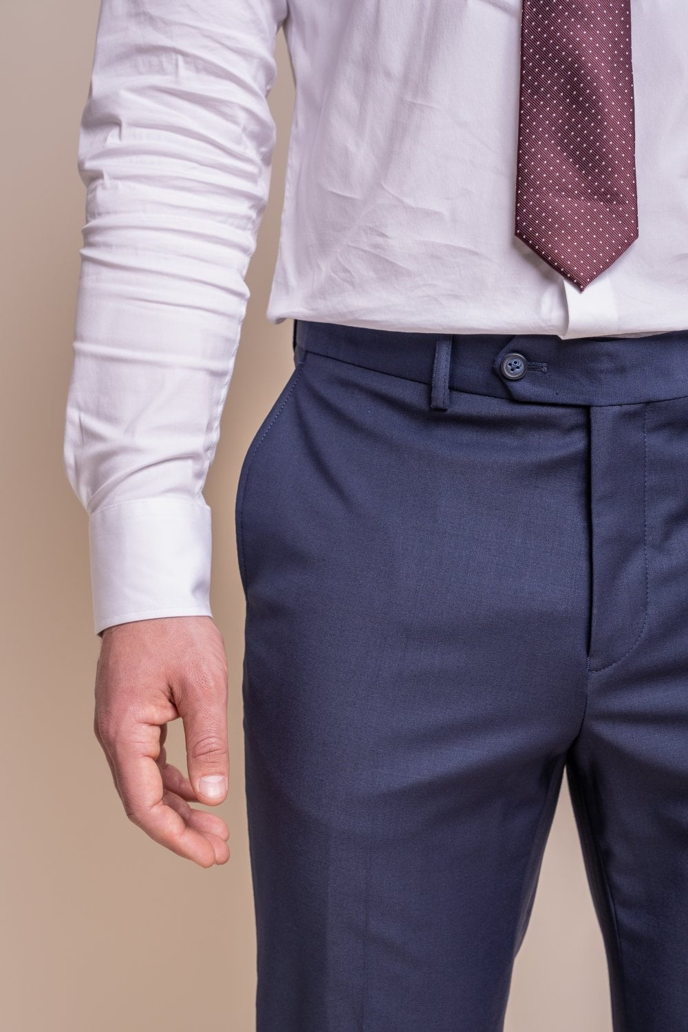 Herren Wollmischung Slim Fit Hose - BOND - Marine
