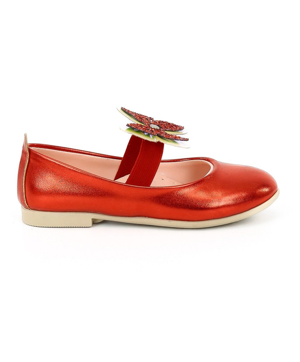 Mädchen Ballerina Schmetterlingsriemen Flache Kleiderschuhe - Rot