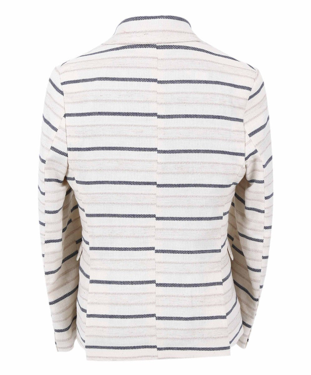 Jungen Slim Fit Gestreifter Blazer - Beige - Navyblau