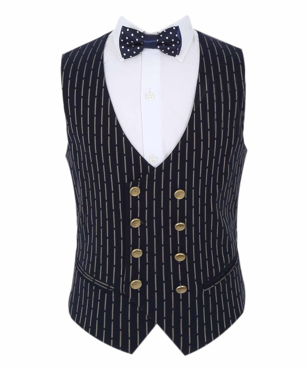 Costume à Pois Slim Fit pour Garçons - ARISTOTLE - Bleu Marine