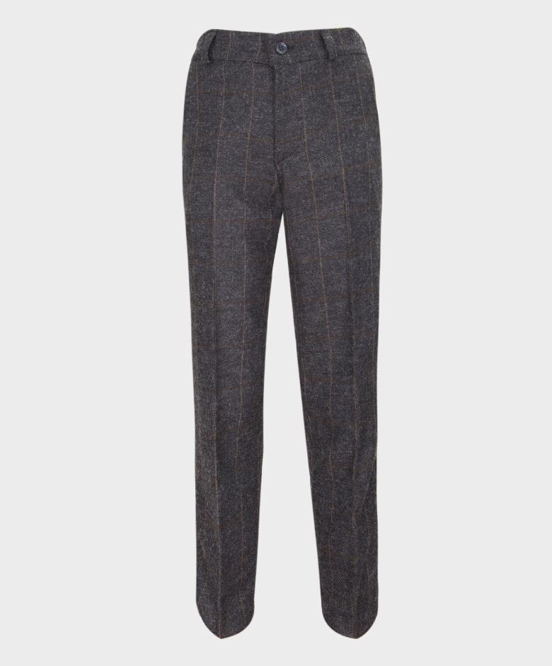 Costume à Carreaux Windowpane Tailored Fit pour Garçons - Gris Foncé