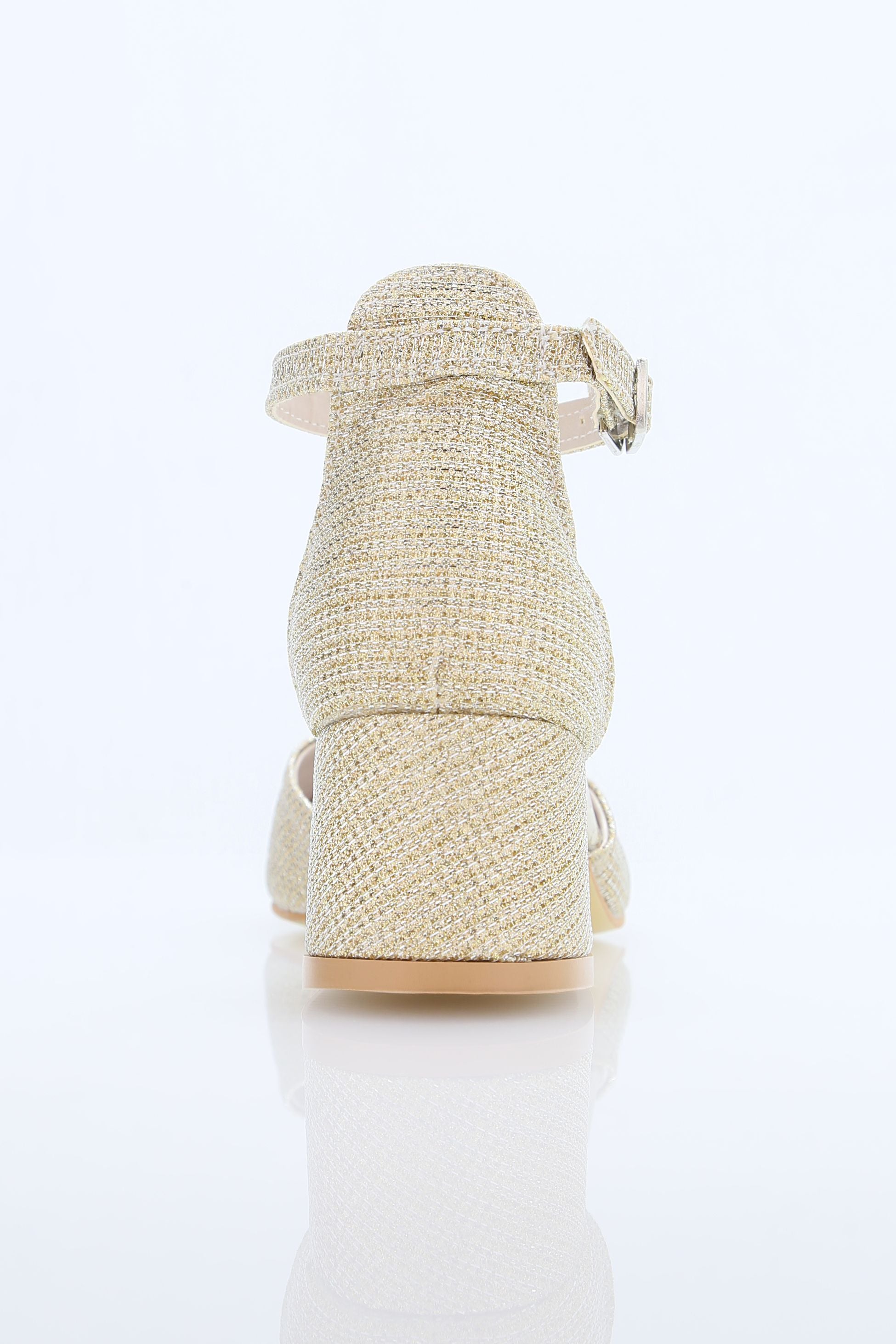 Chaussures à talons blocs blanches à bride pour filles - ELISE - Or