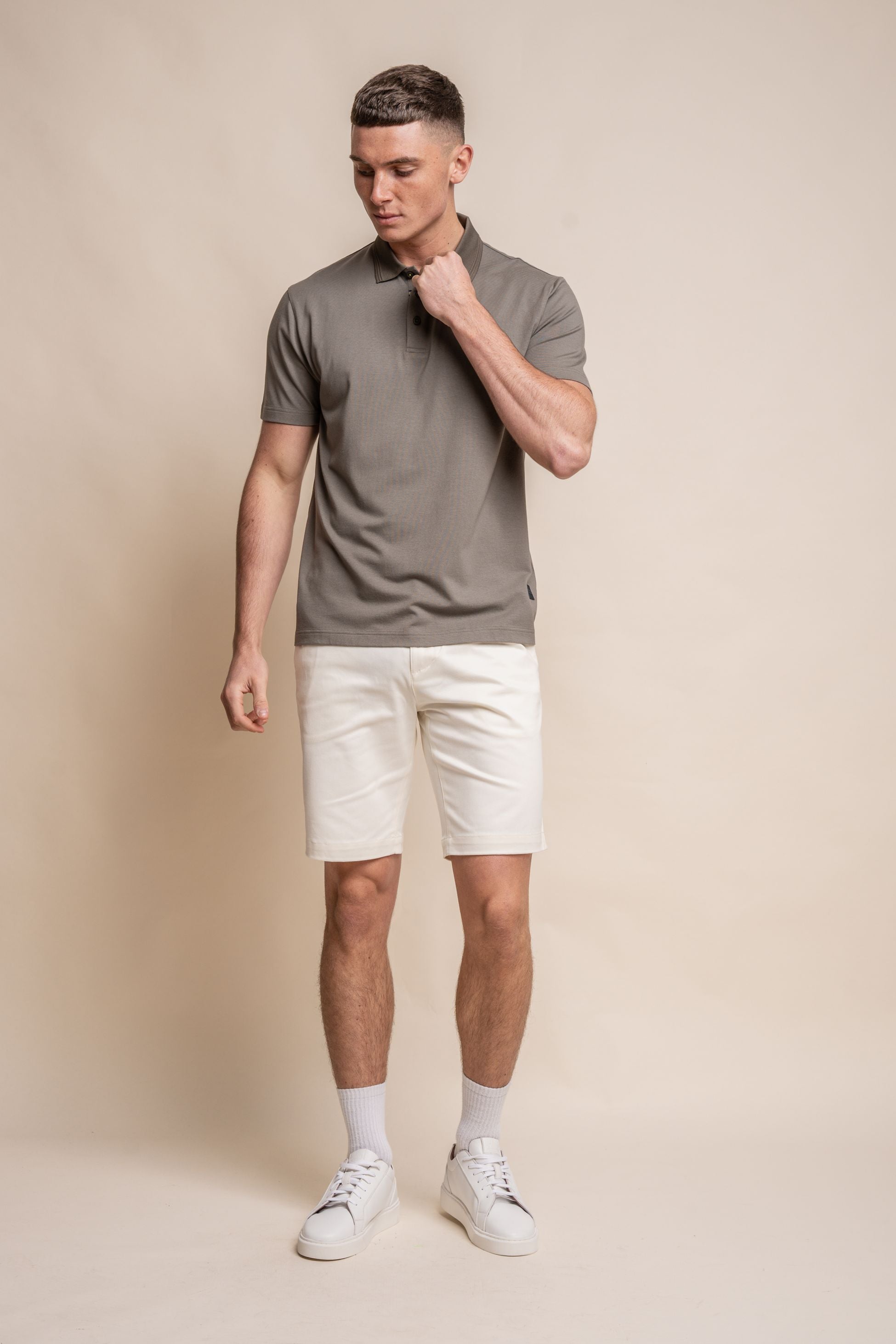 Men's Slim Fit Cotton Short Sleeve Polo Shirt - Kelsey - Sage Green