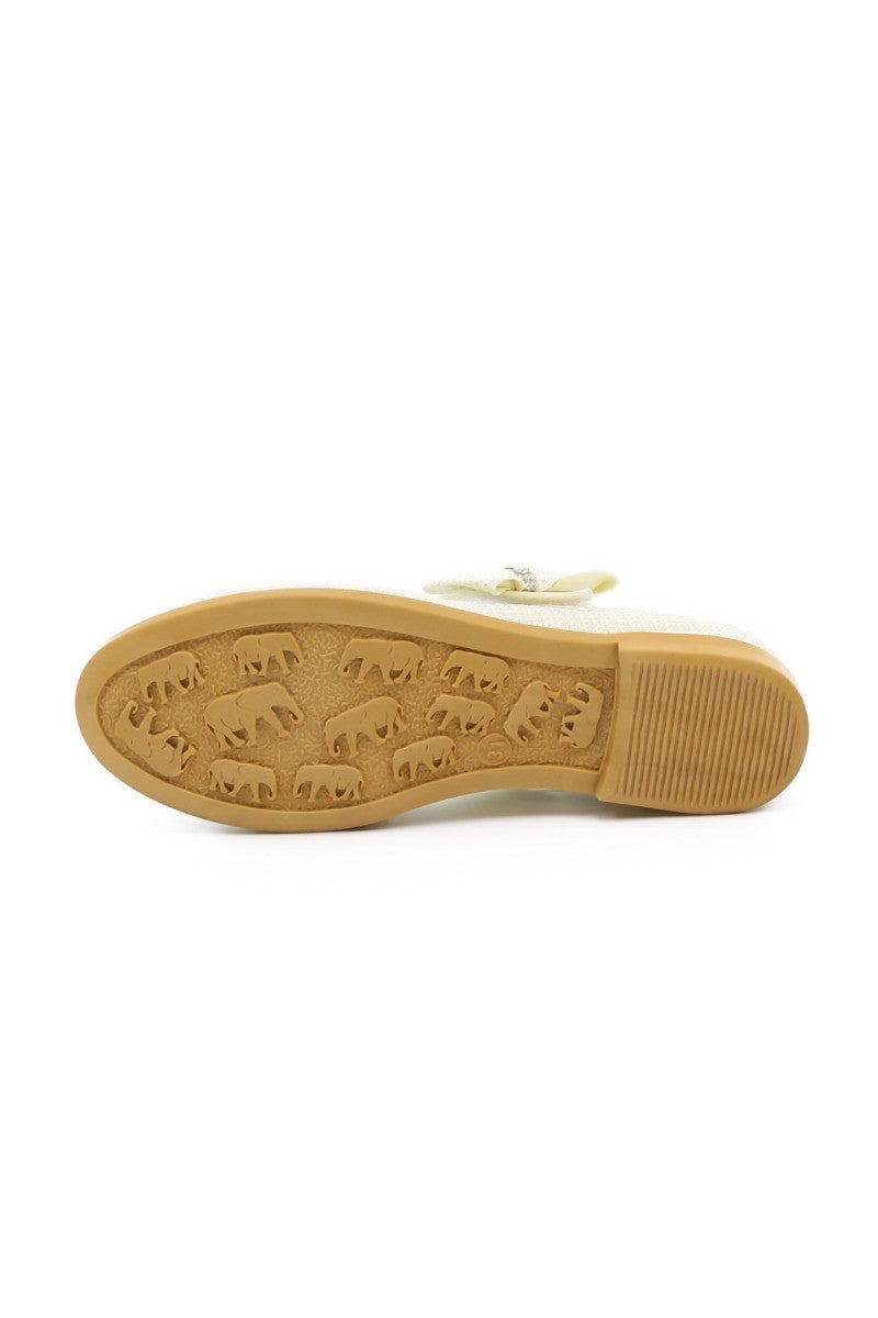 Chaussures Mary Jane Plates à Nœud pour Filles - MAYA - Ivoire Or