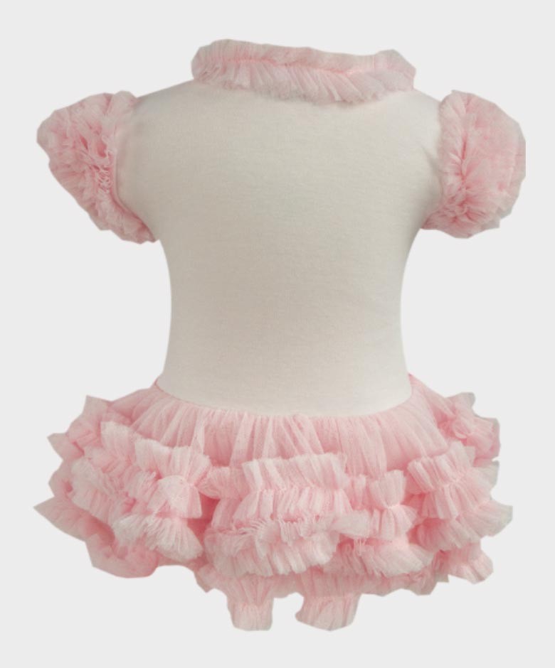 Bodysuit Tutu en Tulle et Coton pour Fillettes - Rose