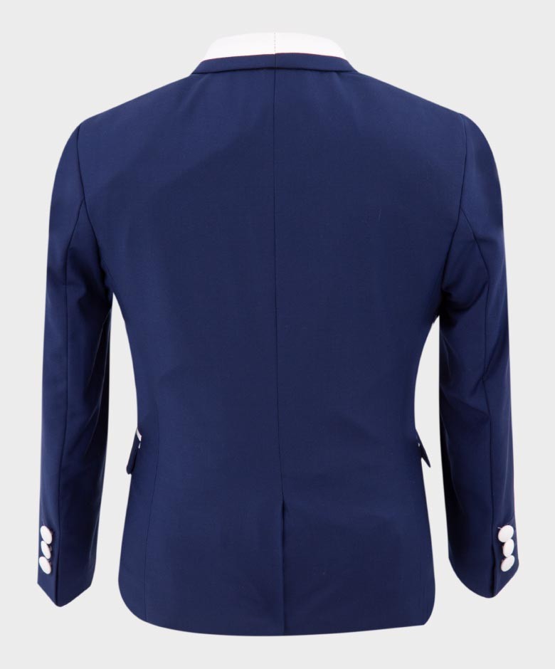Costume de Smoking Exclusif à Passepoil pour Garçons - Bleu Foncé - Blanc