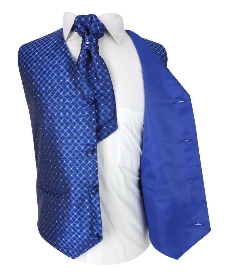 Baby & Jungen 4-teiliges Diamant-Design Hochzeitswestenanzug - Blau