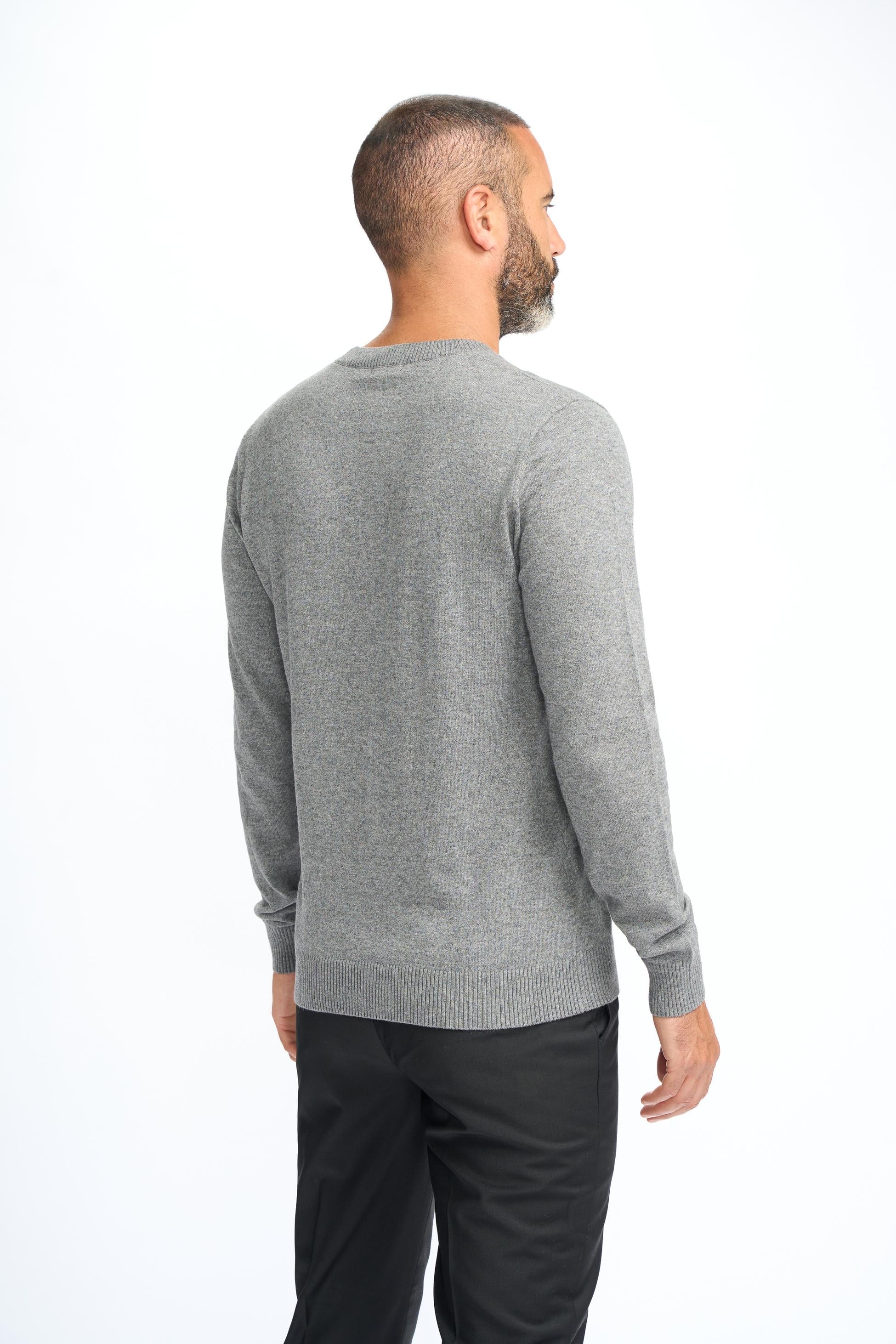 Herren Woll-Mischung Strickpullover Jumper - Connall - Grau