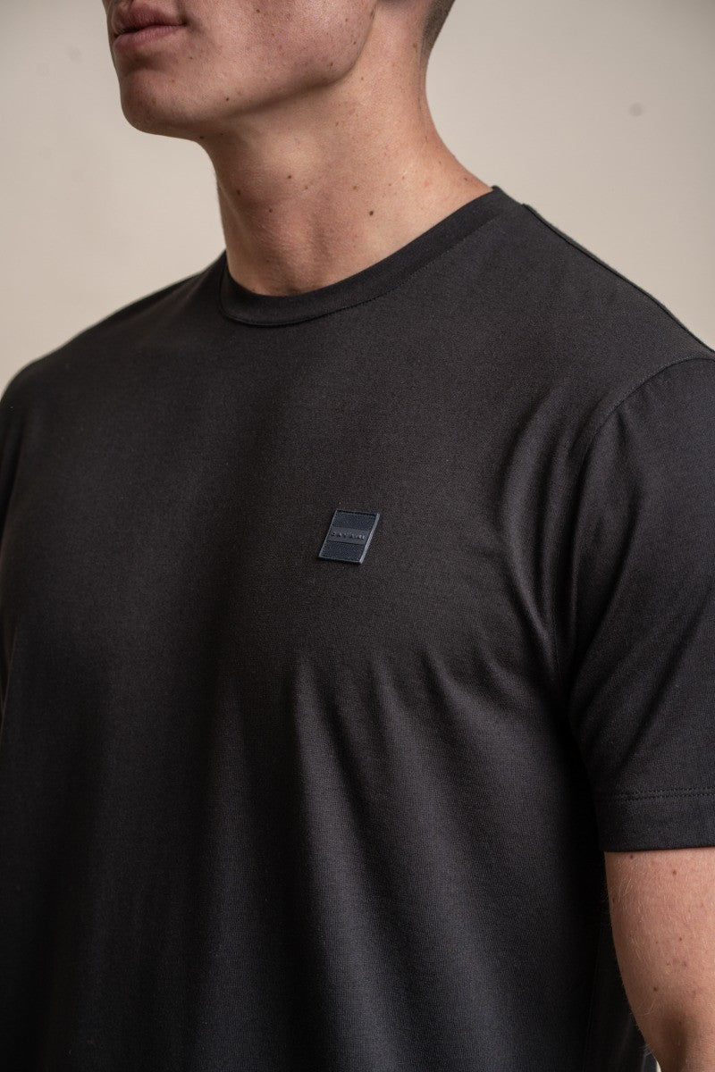 T-shirt en coton à col rond pour hommes - BOGART - Noir