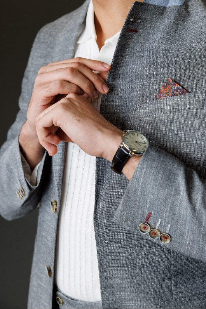 Herren Rowan Grauer 2-teiliger Anzug Textur Baumwollset - Grau