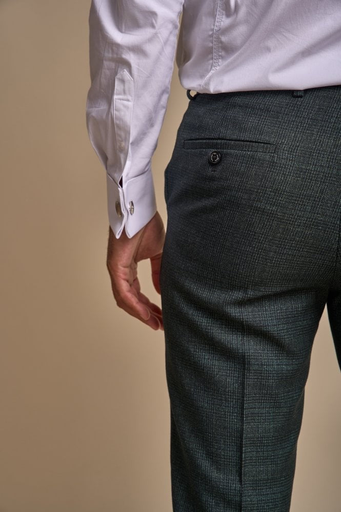 Costume en Tweed à Motif Pied-de-Poule Slim Fit pour Homme - CARIDI - Vert Olive