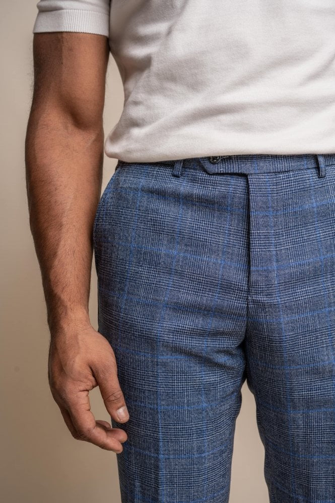 Herren Karo Slim Fit Blaue Hose - PHANTOM - Blau