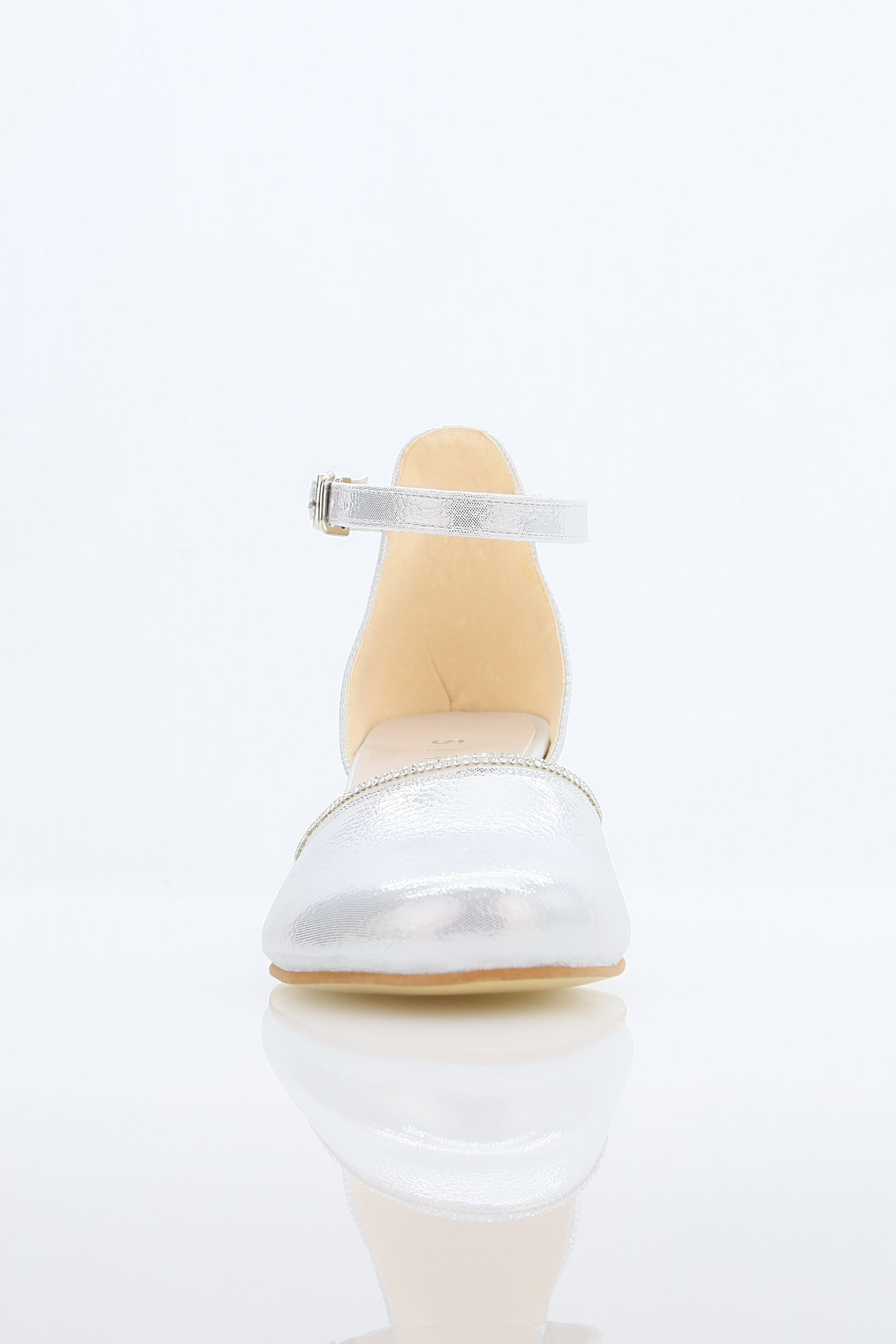 Chaussures à talons blocs texturées avec bride pour filles – JEWEL - Argent