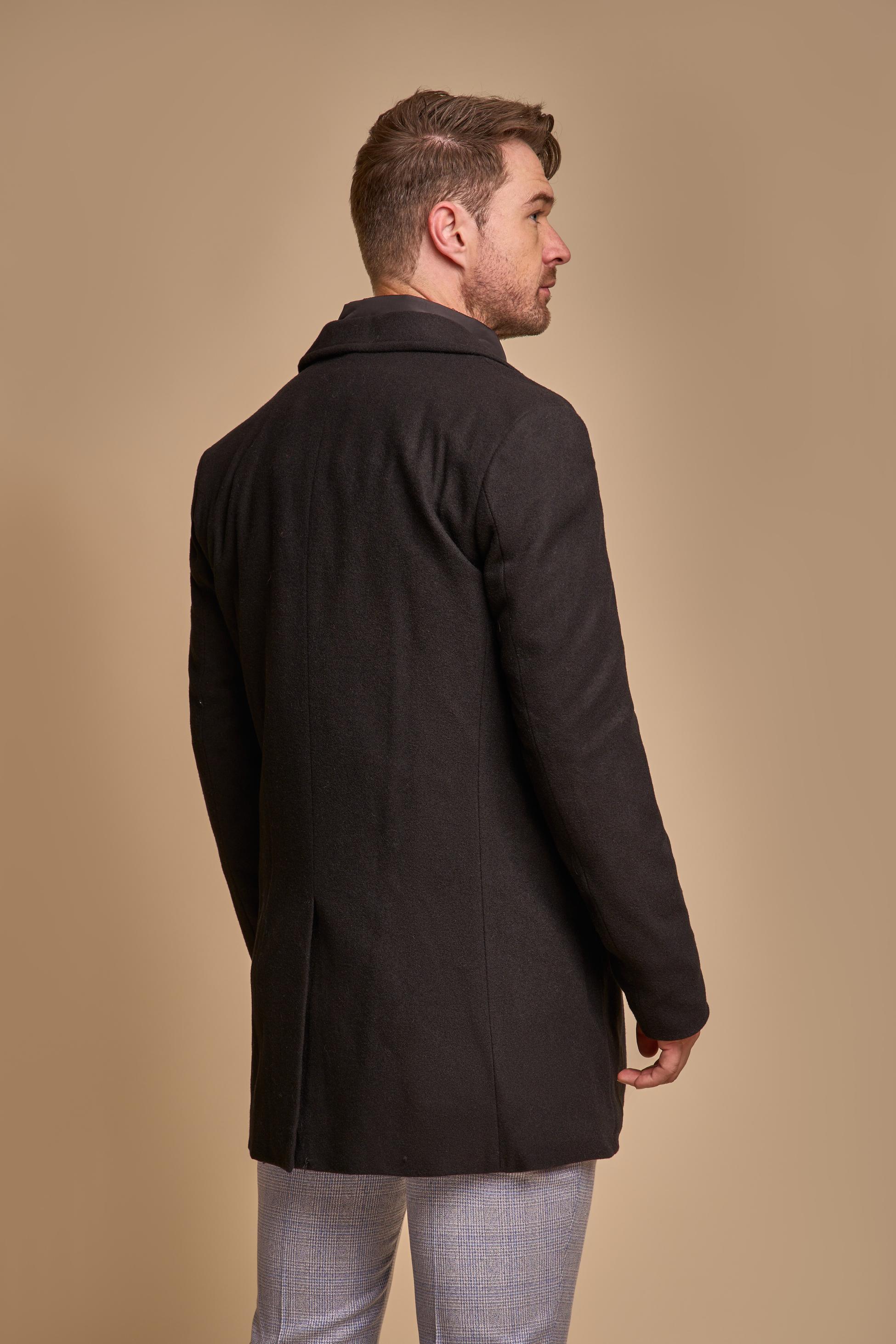 Manteau en Laine Mélangée Slim Fit pour Homme - SANFORD - Noir