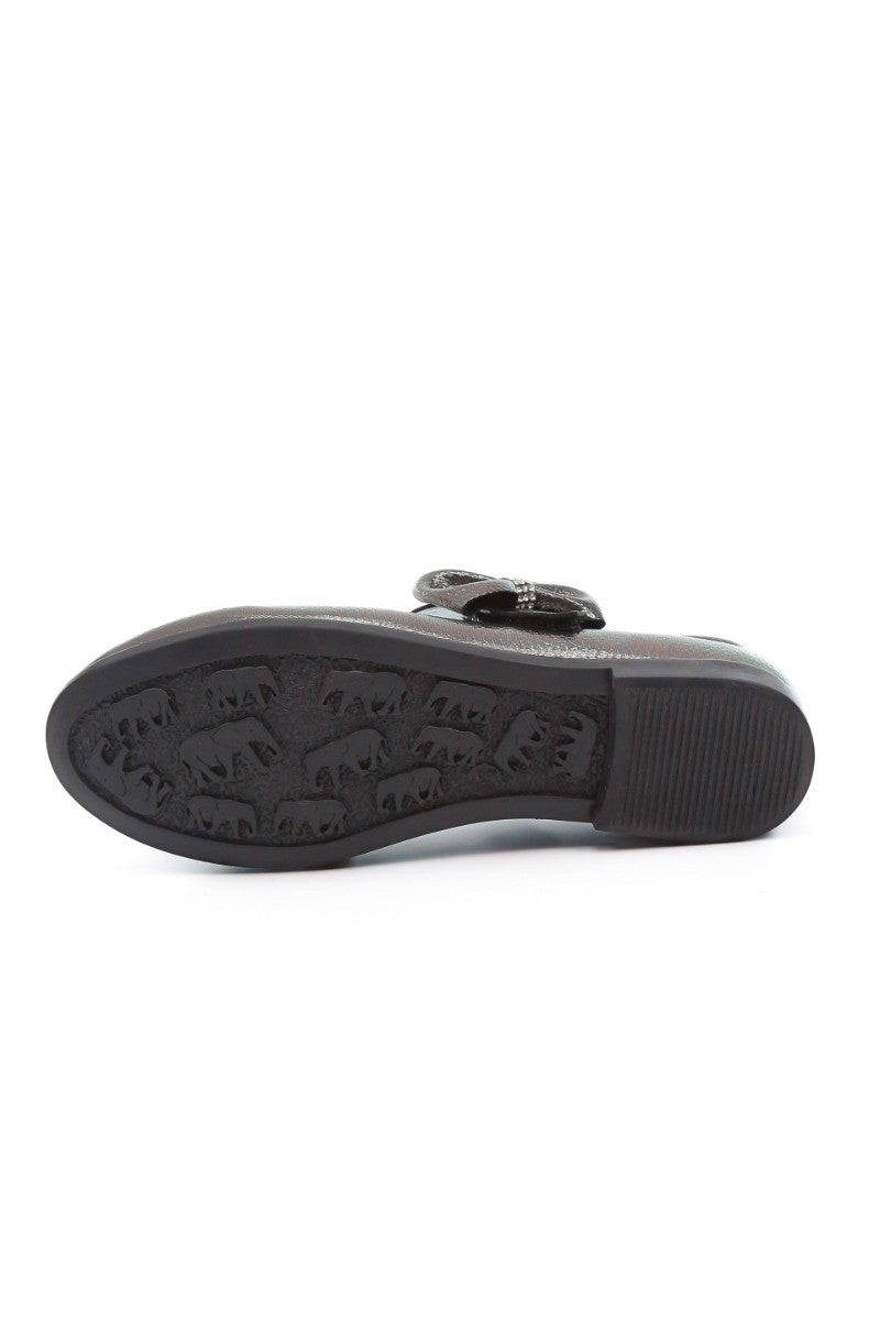 Chaussures Mary Jane Plates à Nœud pour Filles - MAYA - Argent Métallique